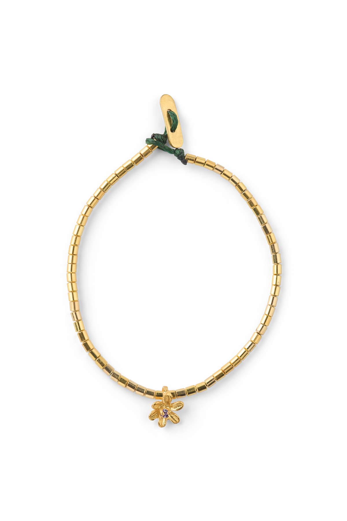 Tube Bead Flower Bracelet - Nafsu I Gold w/ purple stone