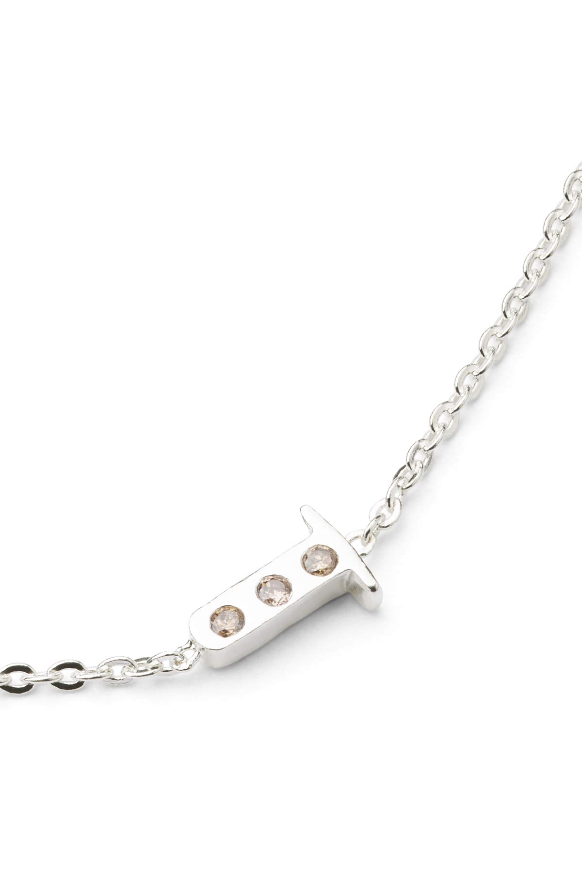 Diamond letter necklace - Rabens Momento I Silver w/ Champagne diamond