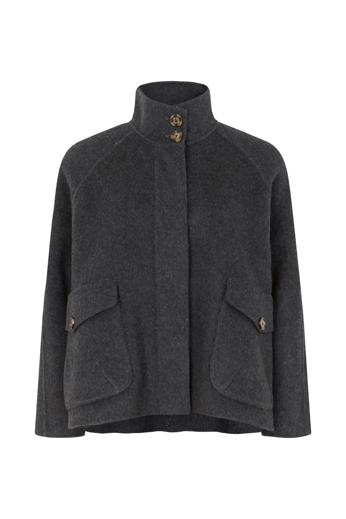 Hillevi - Double felt wool jacket I Dark grey melange