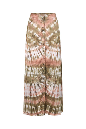 Henriette - Lava print button skirt I Rust combo