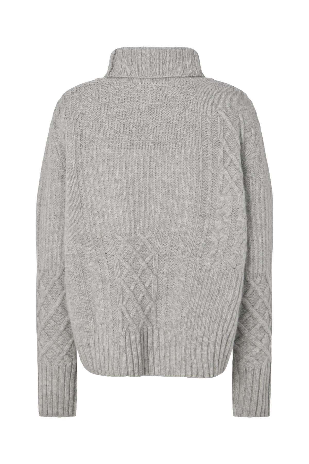 Anli - Patchwork knit sweater I Light grey melange