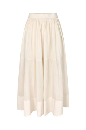 Dema - Poplin full layered skirt I Clay