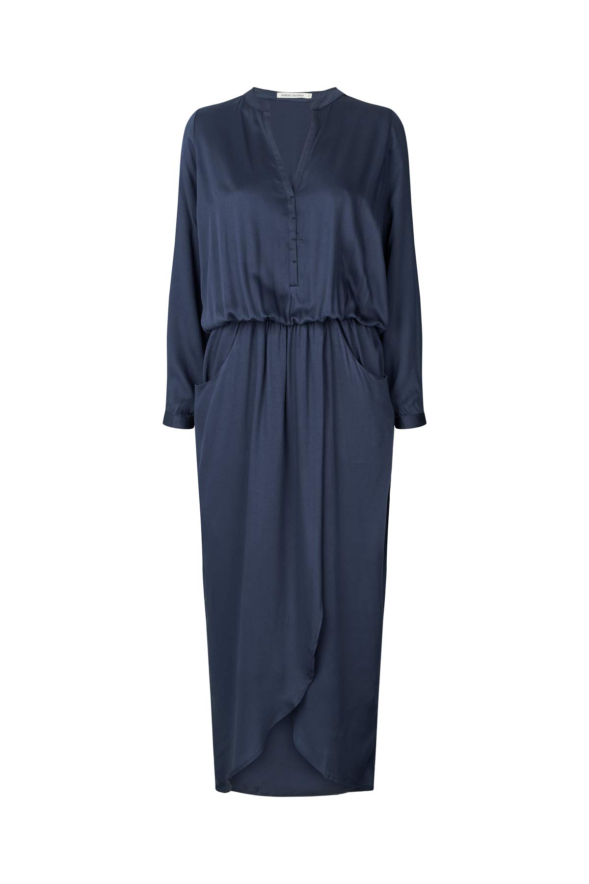 Vera - Solid wrap over dress L/S I Navy Blue