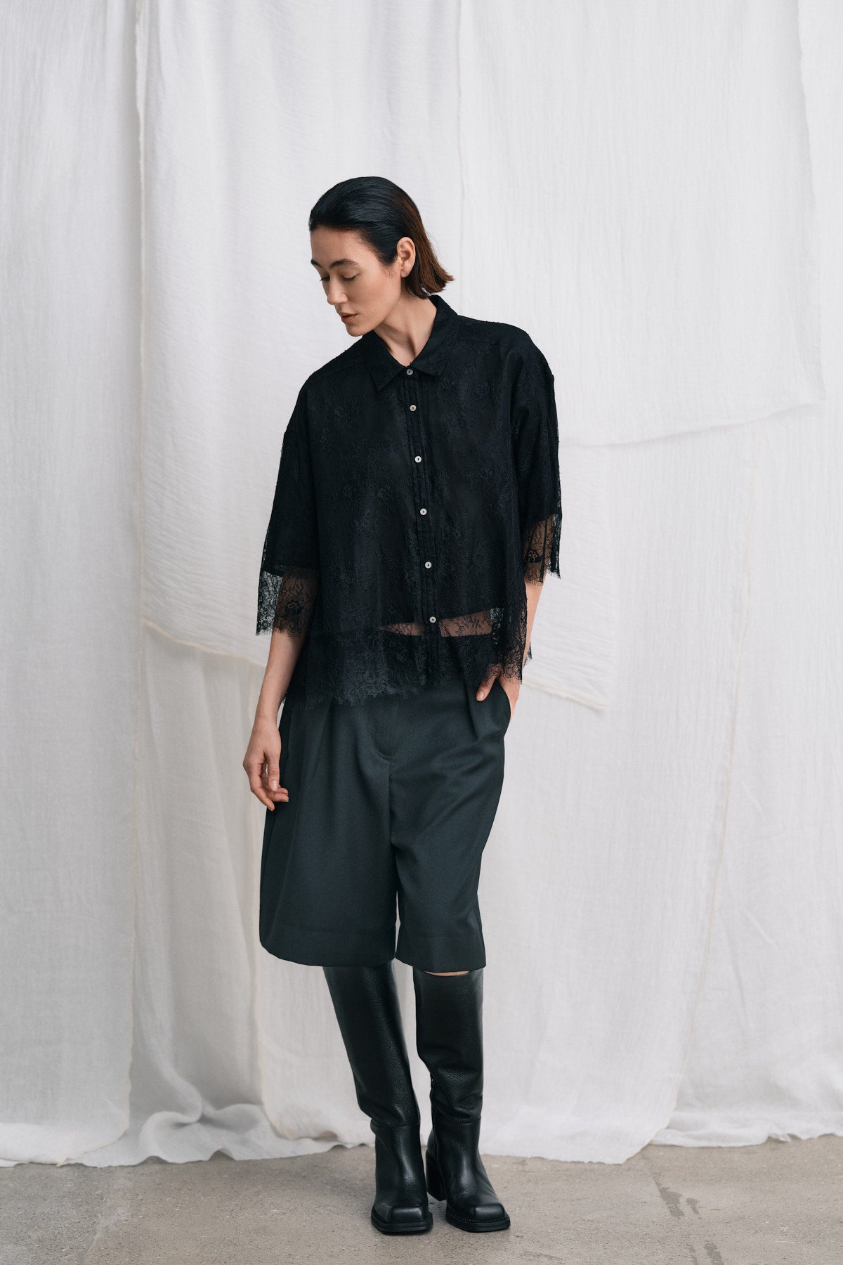 Babara - Laced multi layer shirt I Black