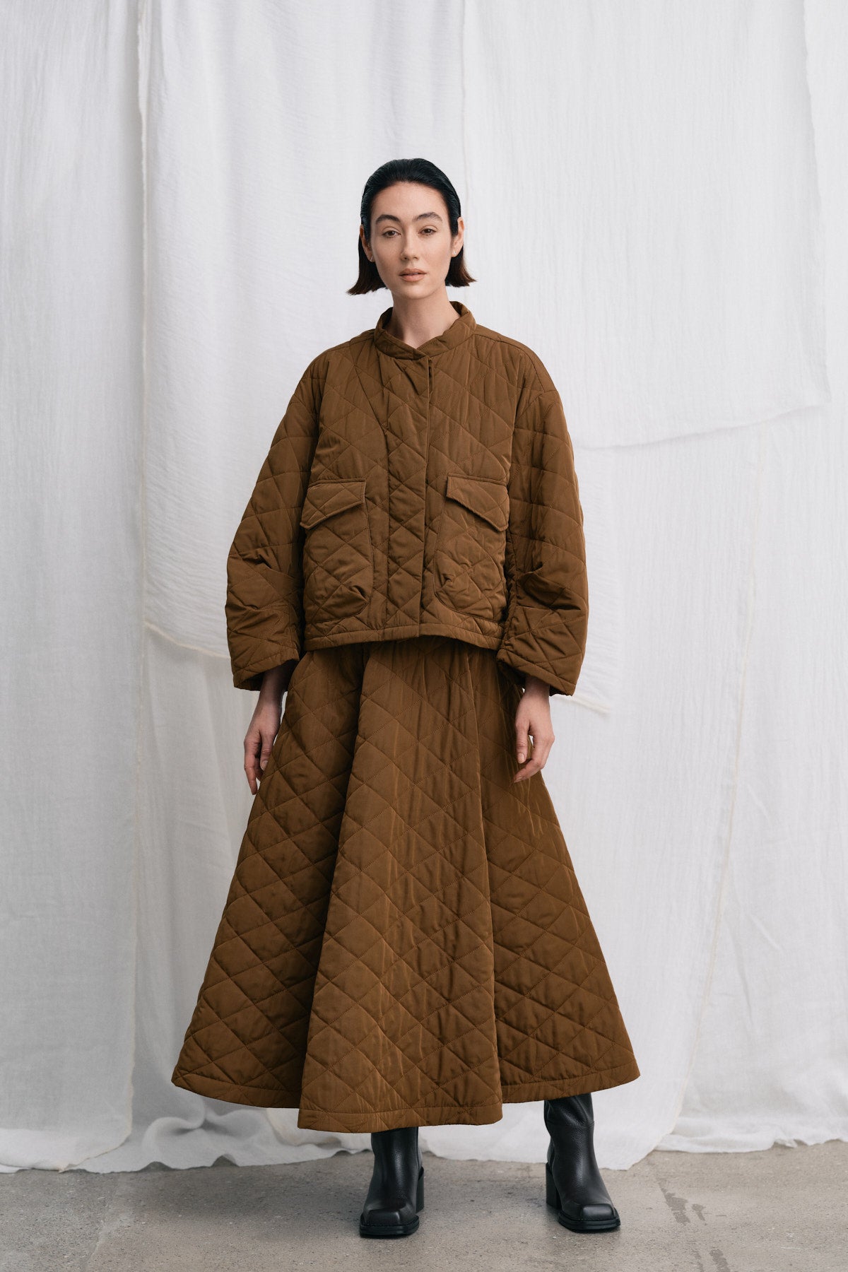 Bisharo - Tech quilt full skirt I Chestnut