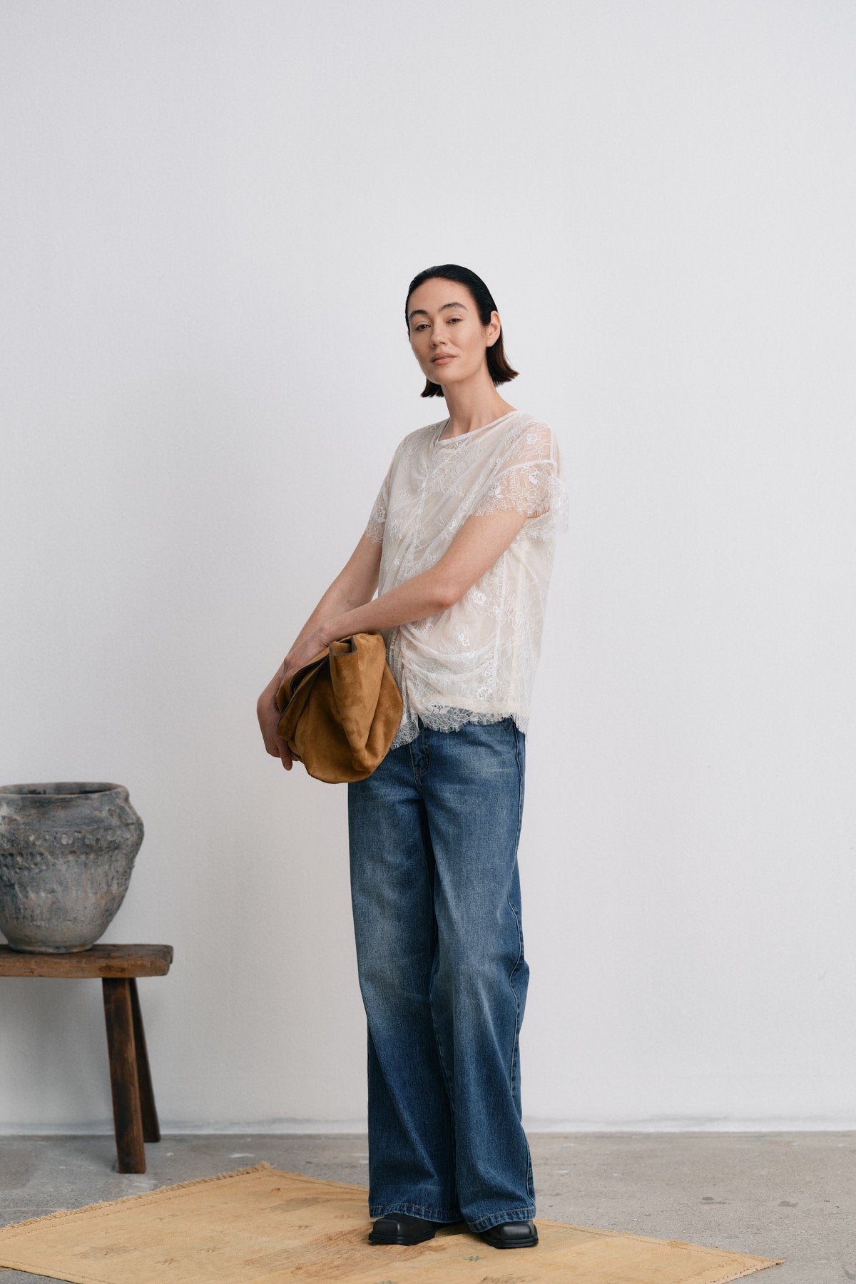 Dalia - Denim retro fit pants I Dark indigo