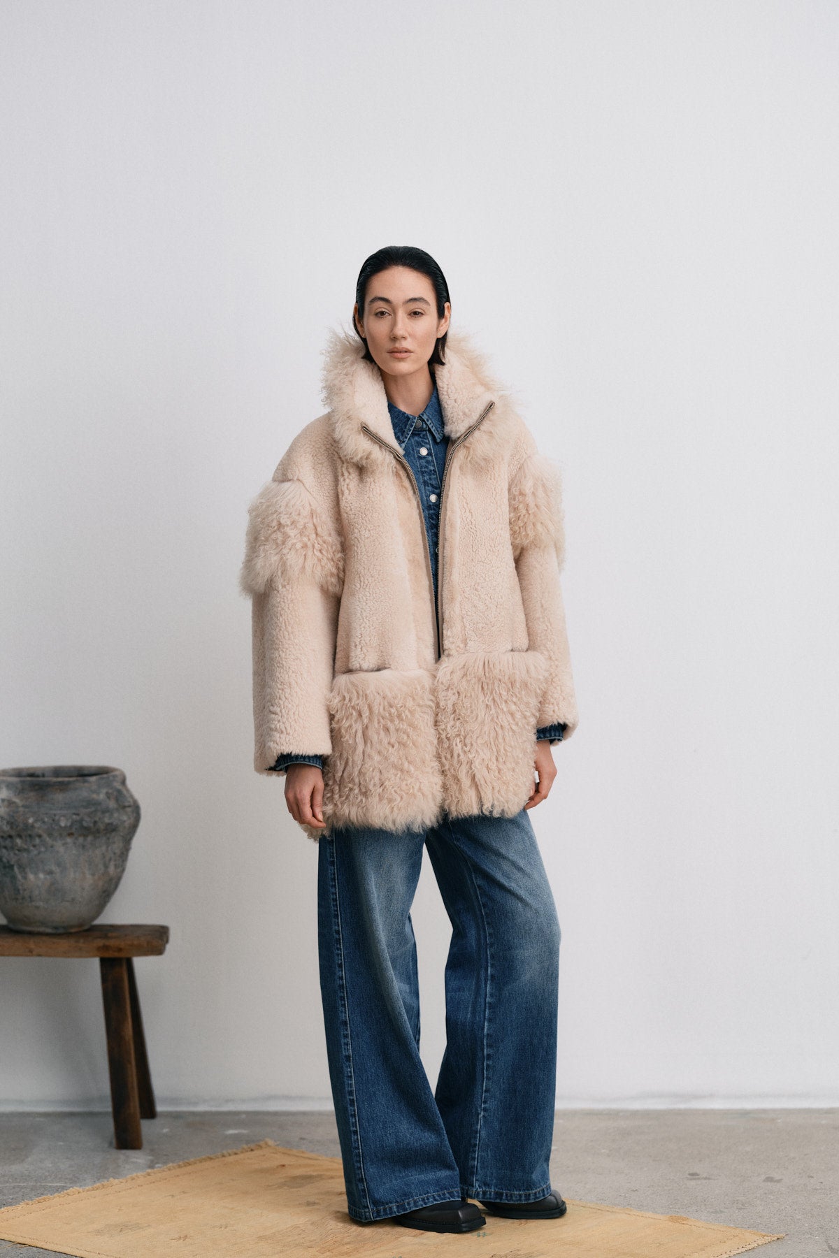 Stacia - Duo shearling jacket I Chalk