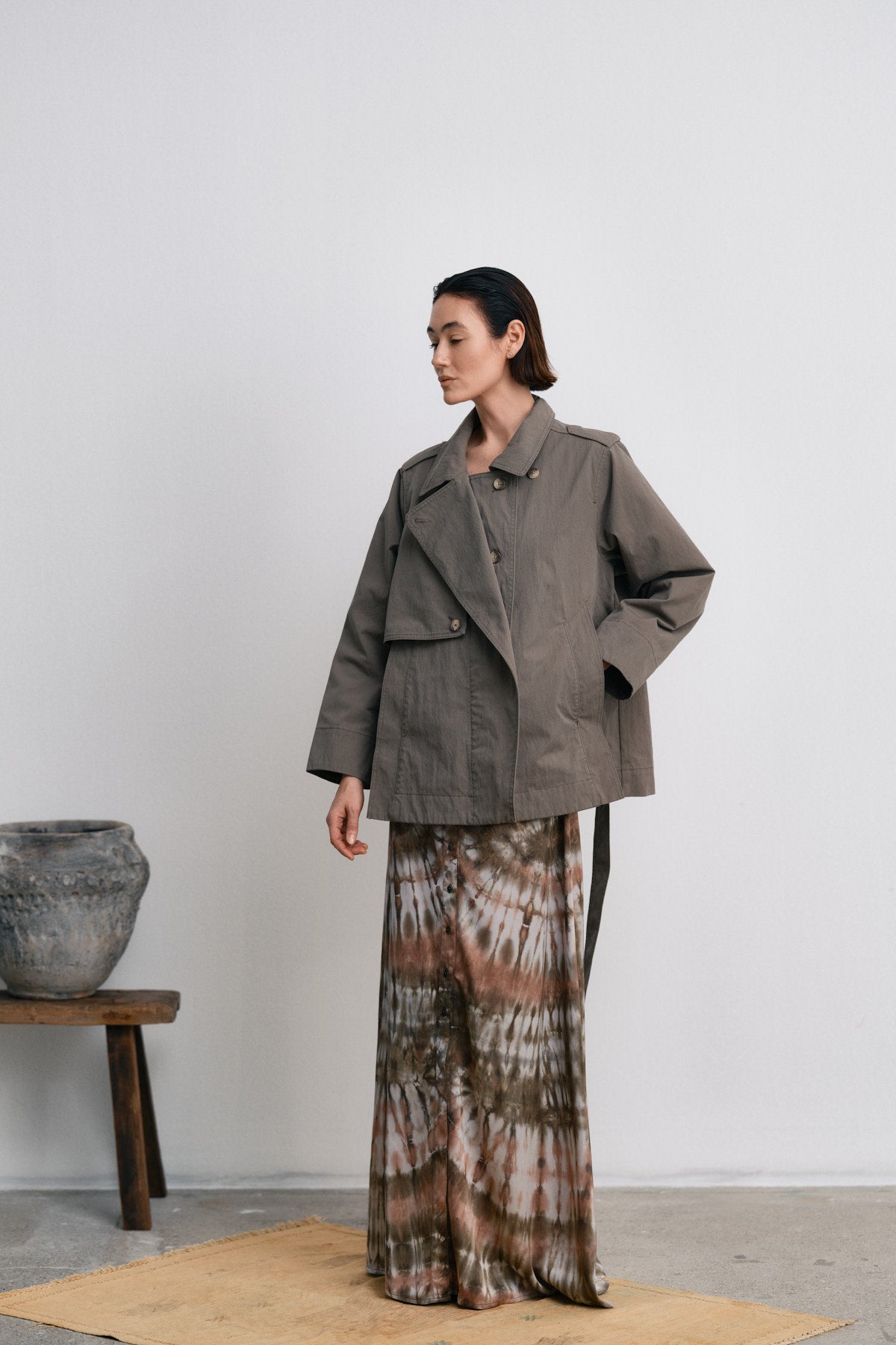 Henriette - Lava print button skirt I Rust combo