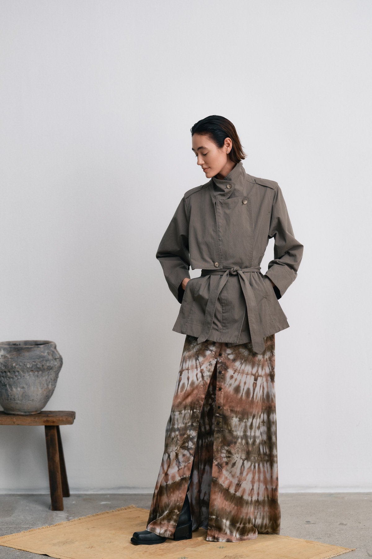 Henriette - Lava print button skirt I Rust combo