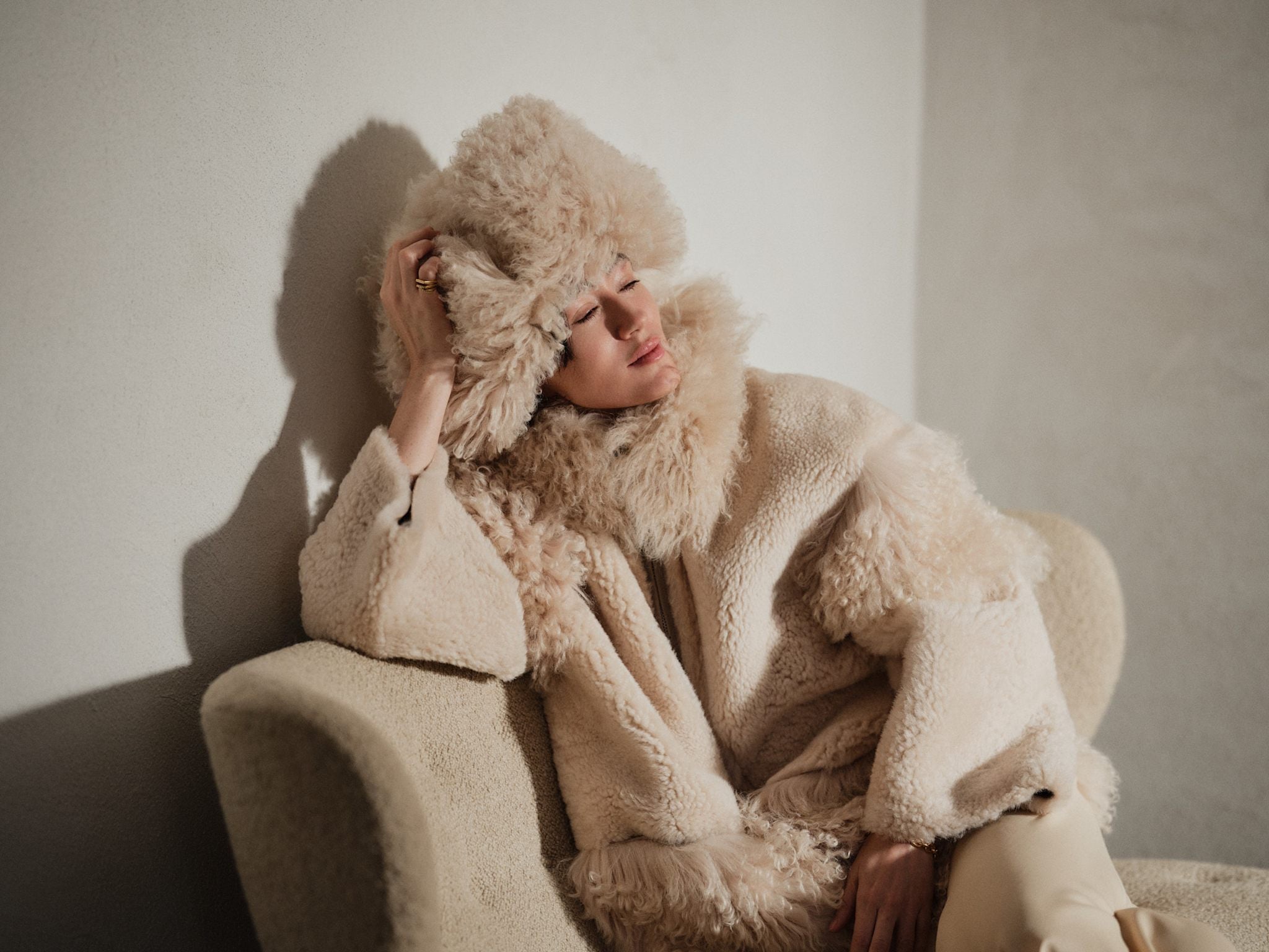 Stacia - Duo shearling jacket I Chalk