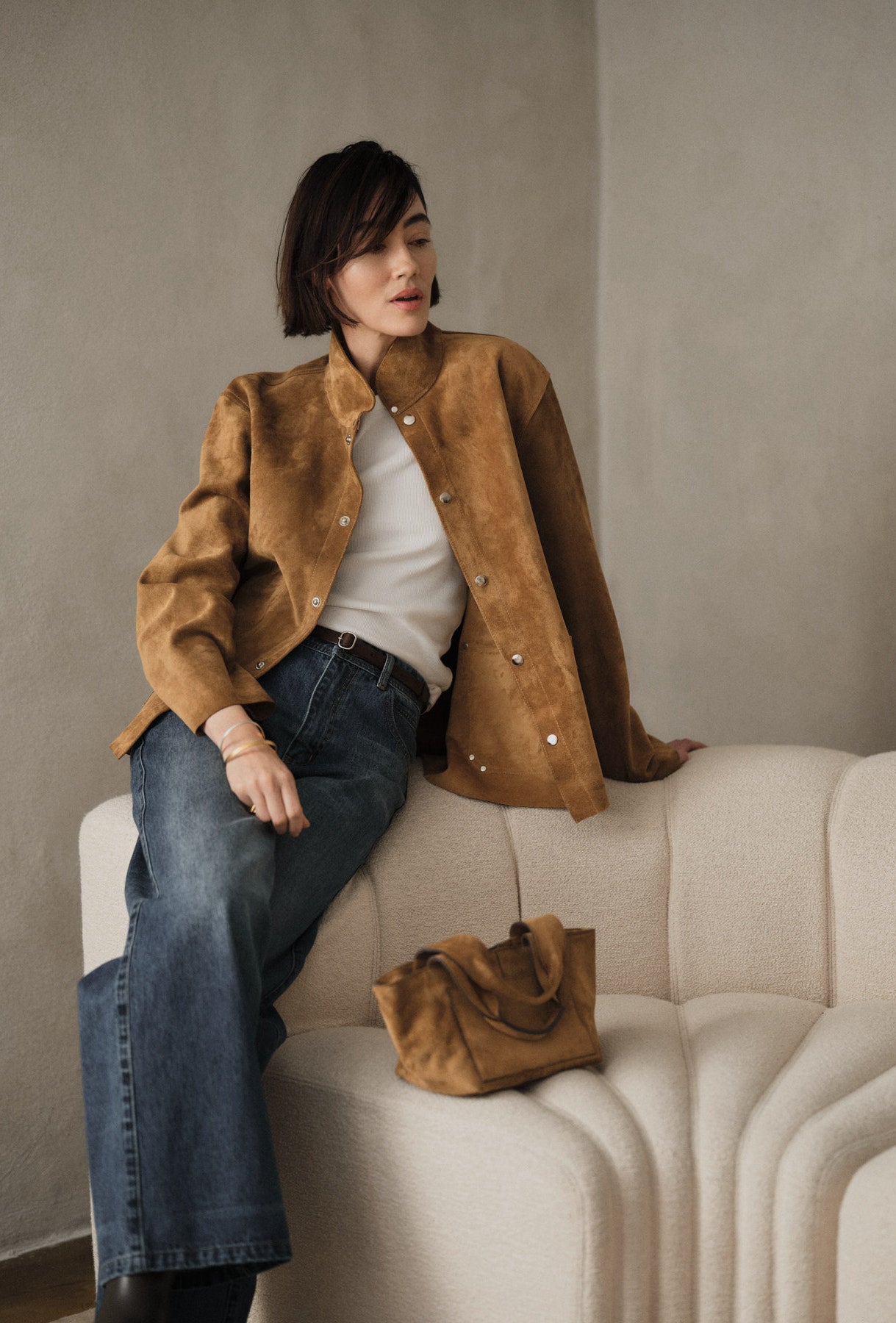 Thelma - Heavy suede jacket I Whiskey