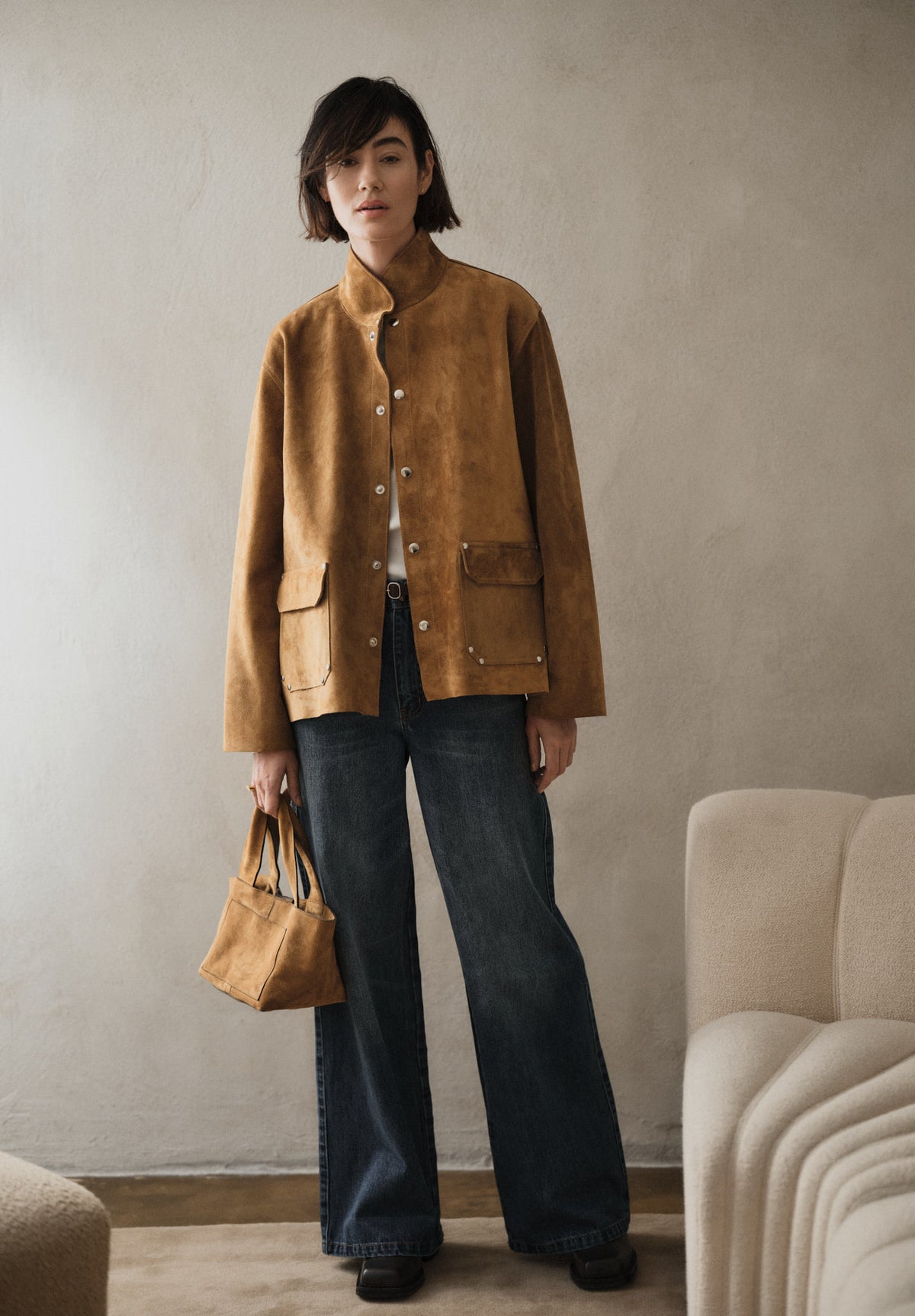 Thelma - Heavy suede jacket I Whiskey