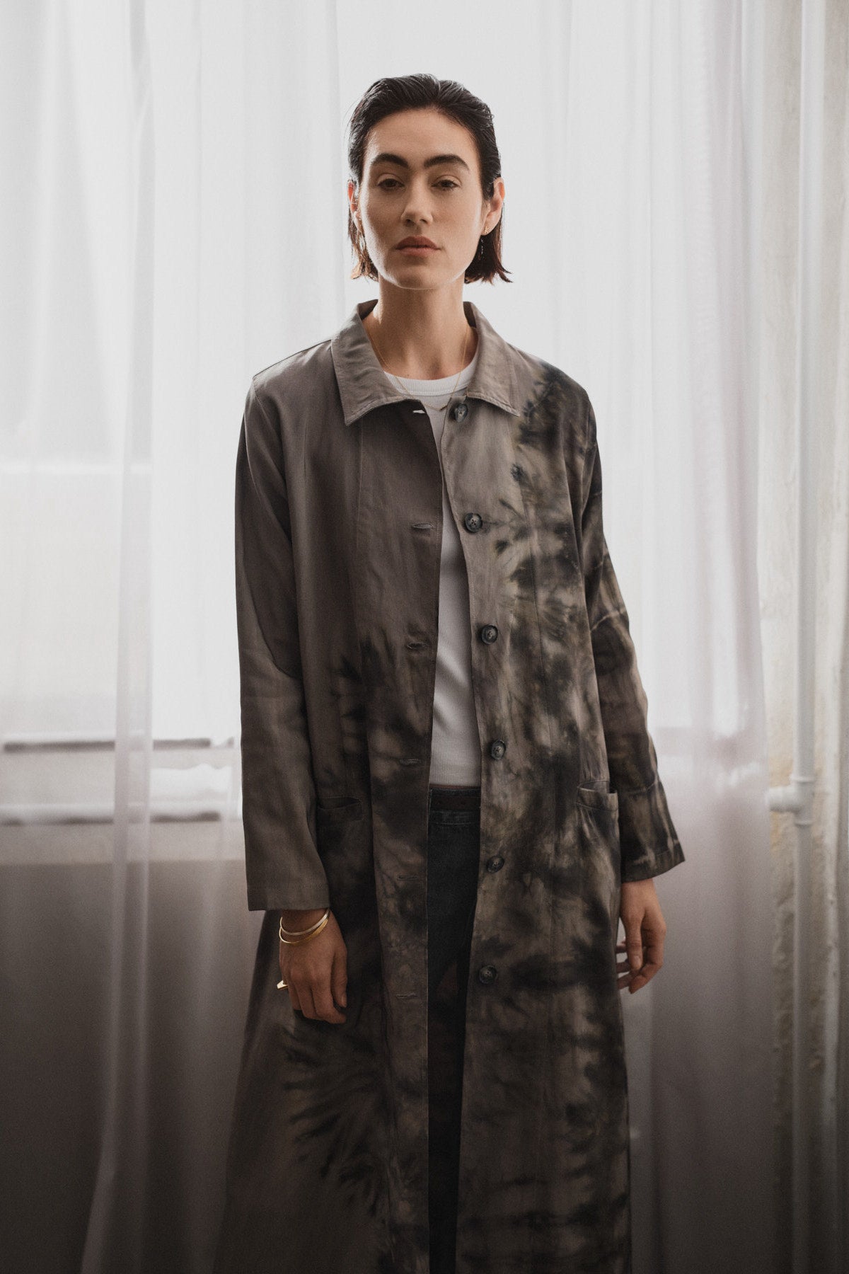 Celine - Lava long coat I Grey green combo