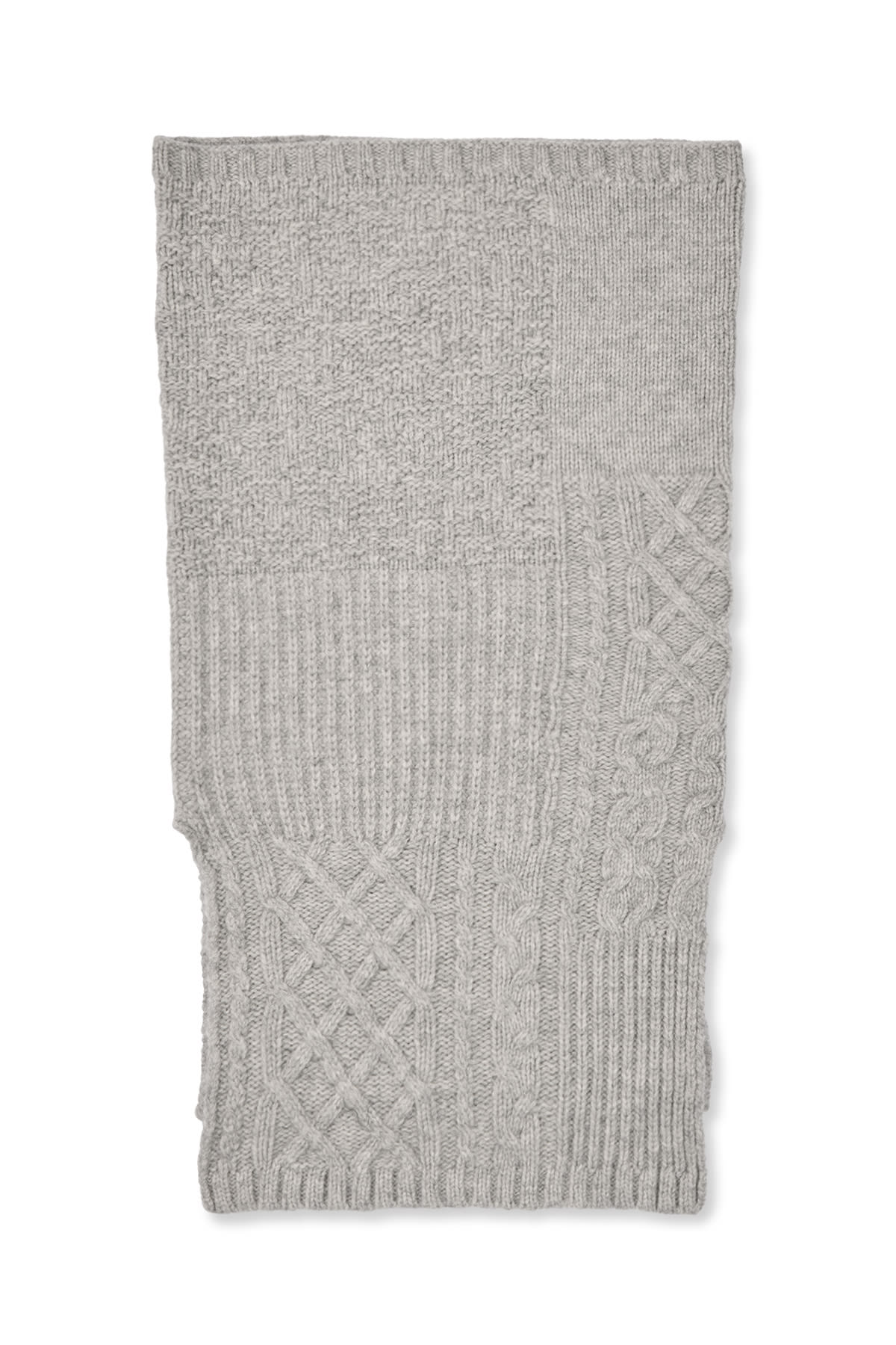 Tamy - Patchwork knit neck warmer I Light grey melange
