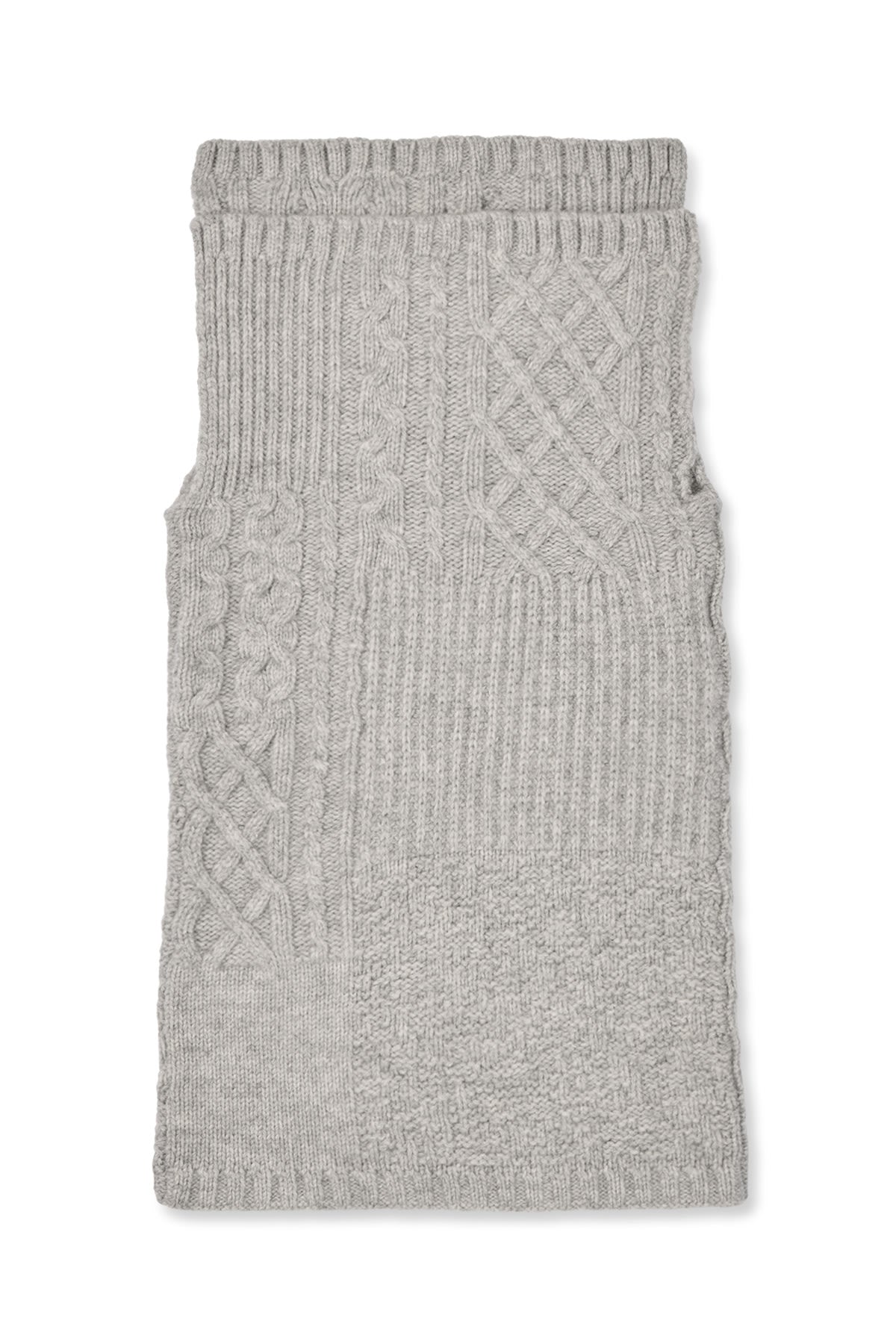 Tamy - Patchwork knit neck warmer I Light grey melange