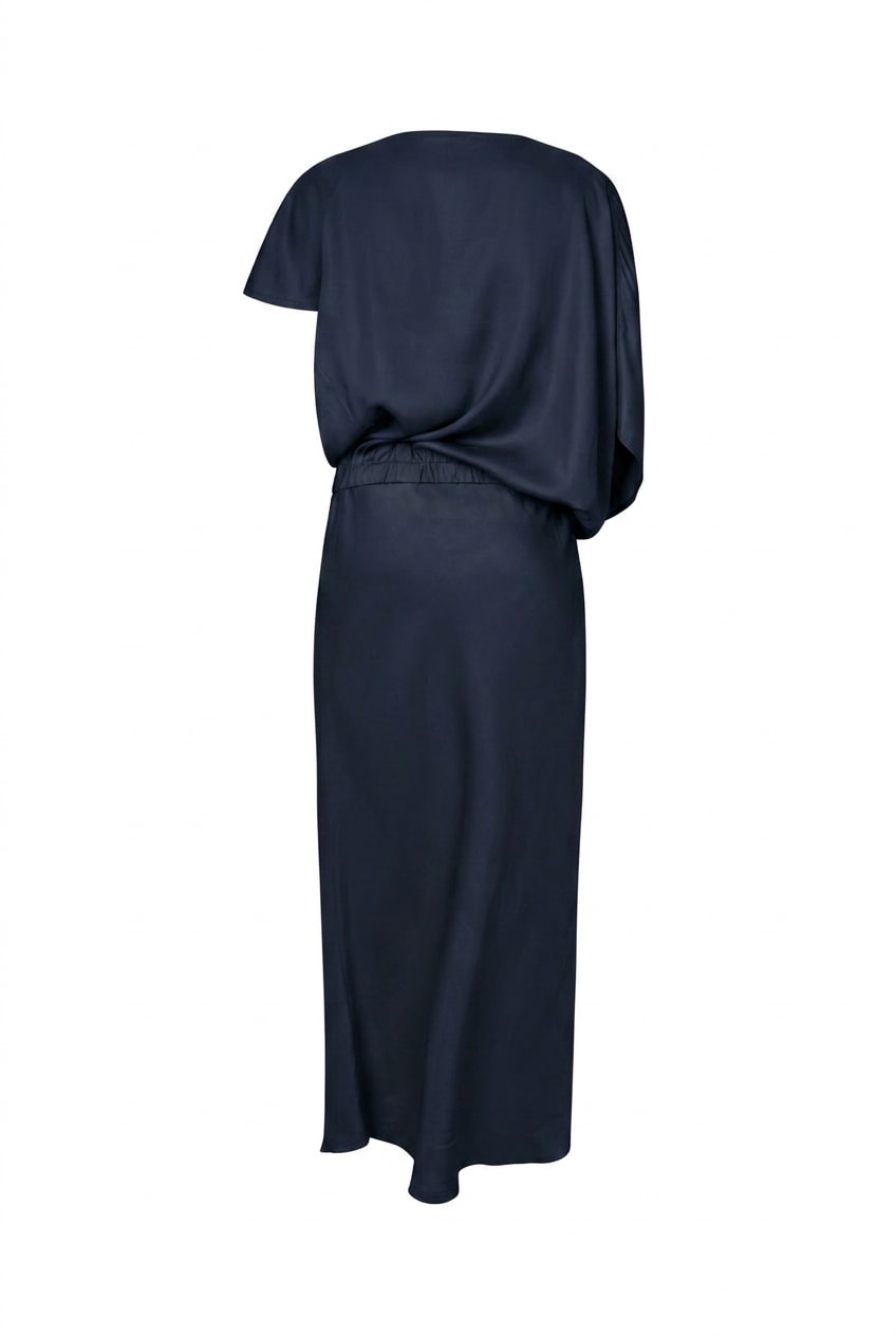 Mila - Ripple drape dress I Dark Blue