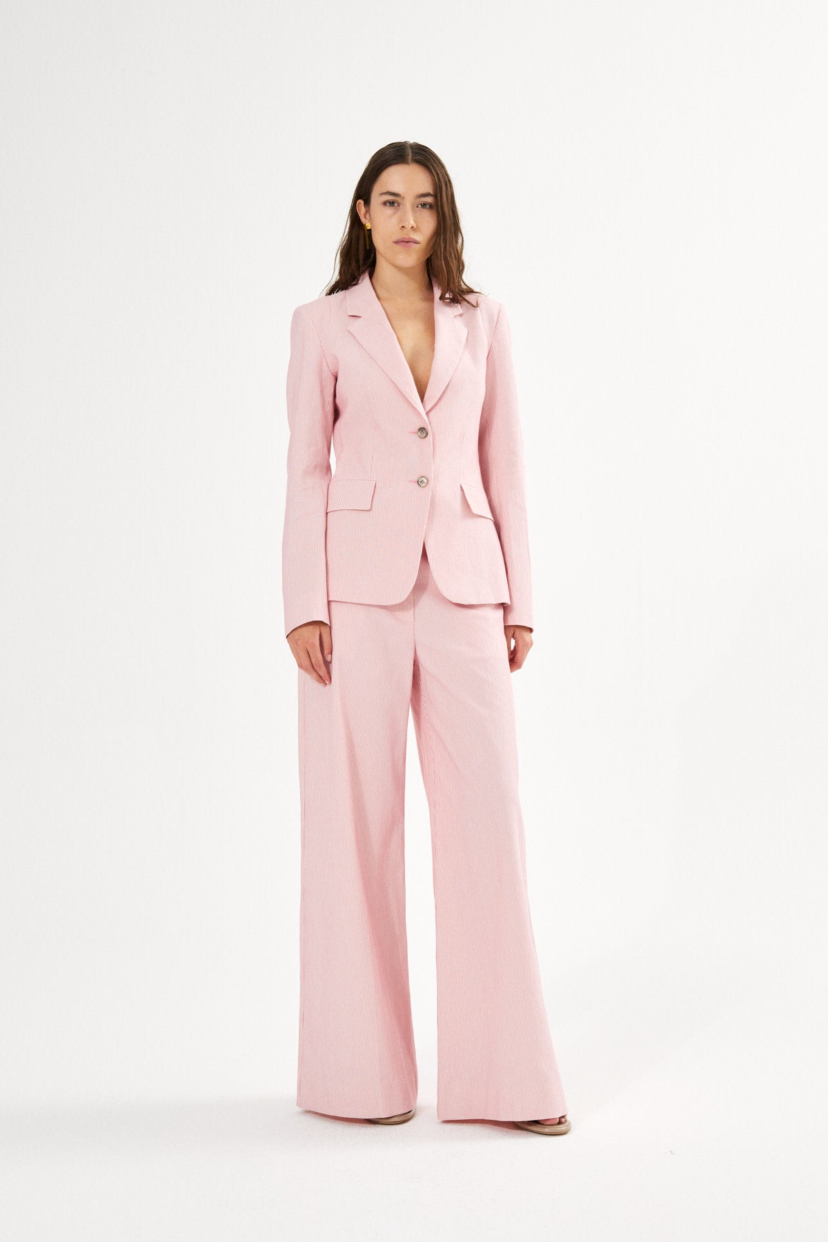 Helda - Striped tailoring jacket I Pink stripe