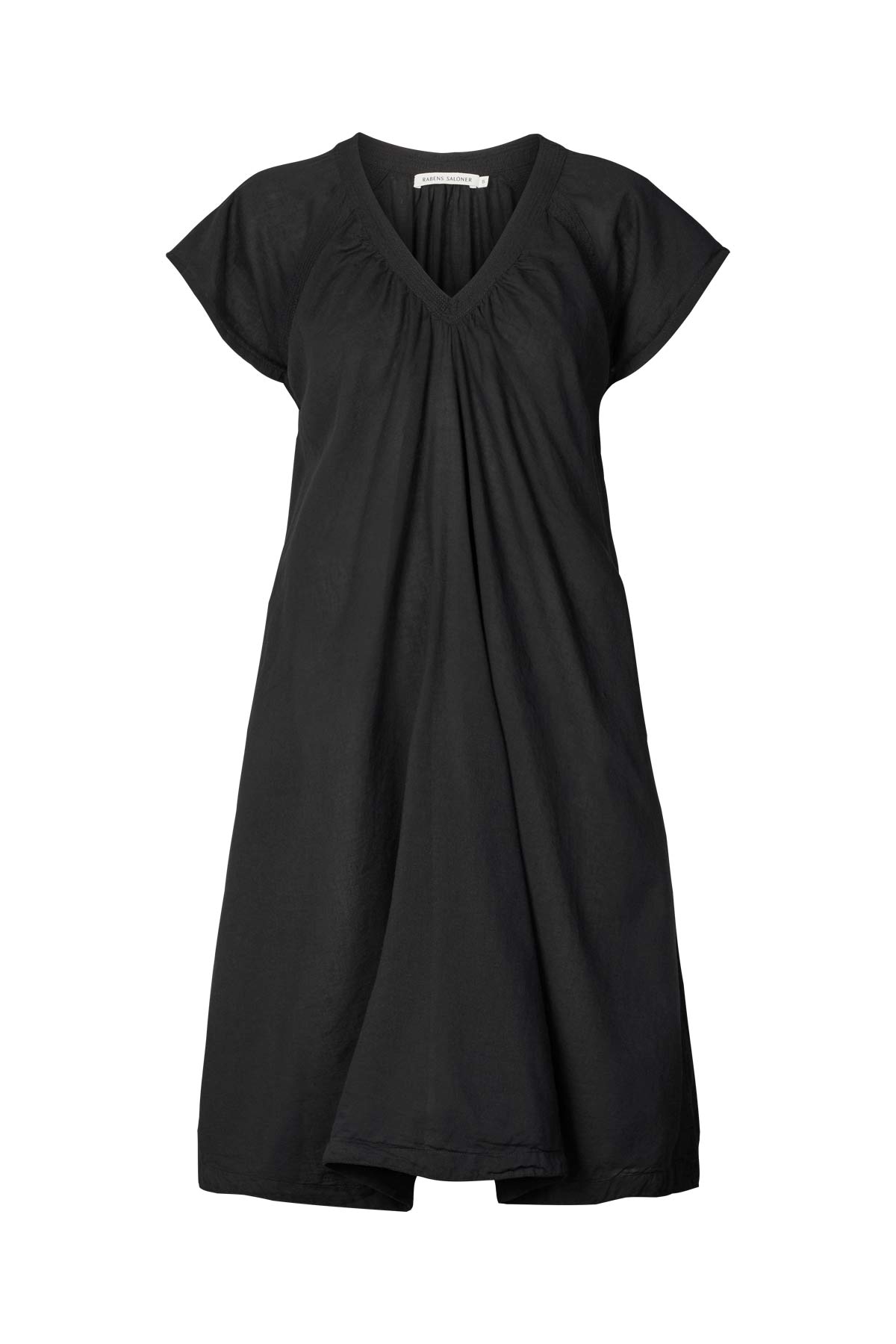 Divine - Cotton V-neck short dress I Black