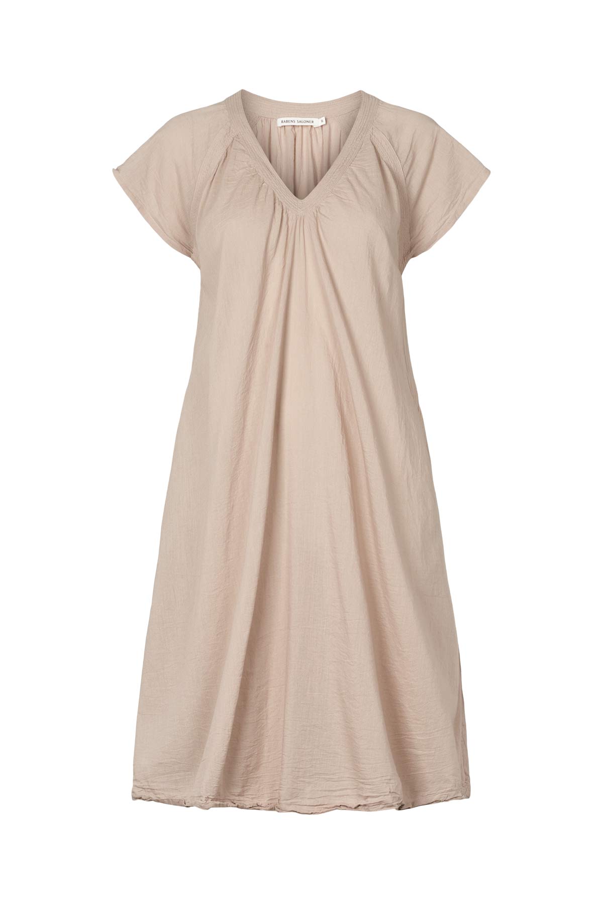 Divine - Cotton V-neck short dress I Caramel