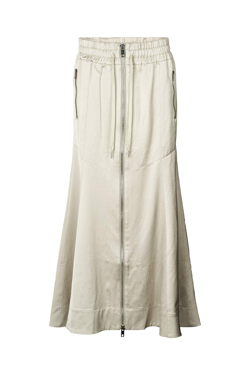 Parel - Techno drape flared skirt I Oyster