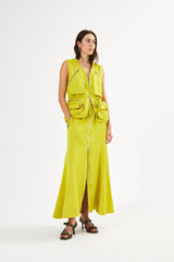 Parel - Techno drape flared skirt I Oyster