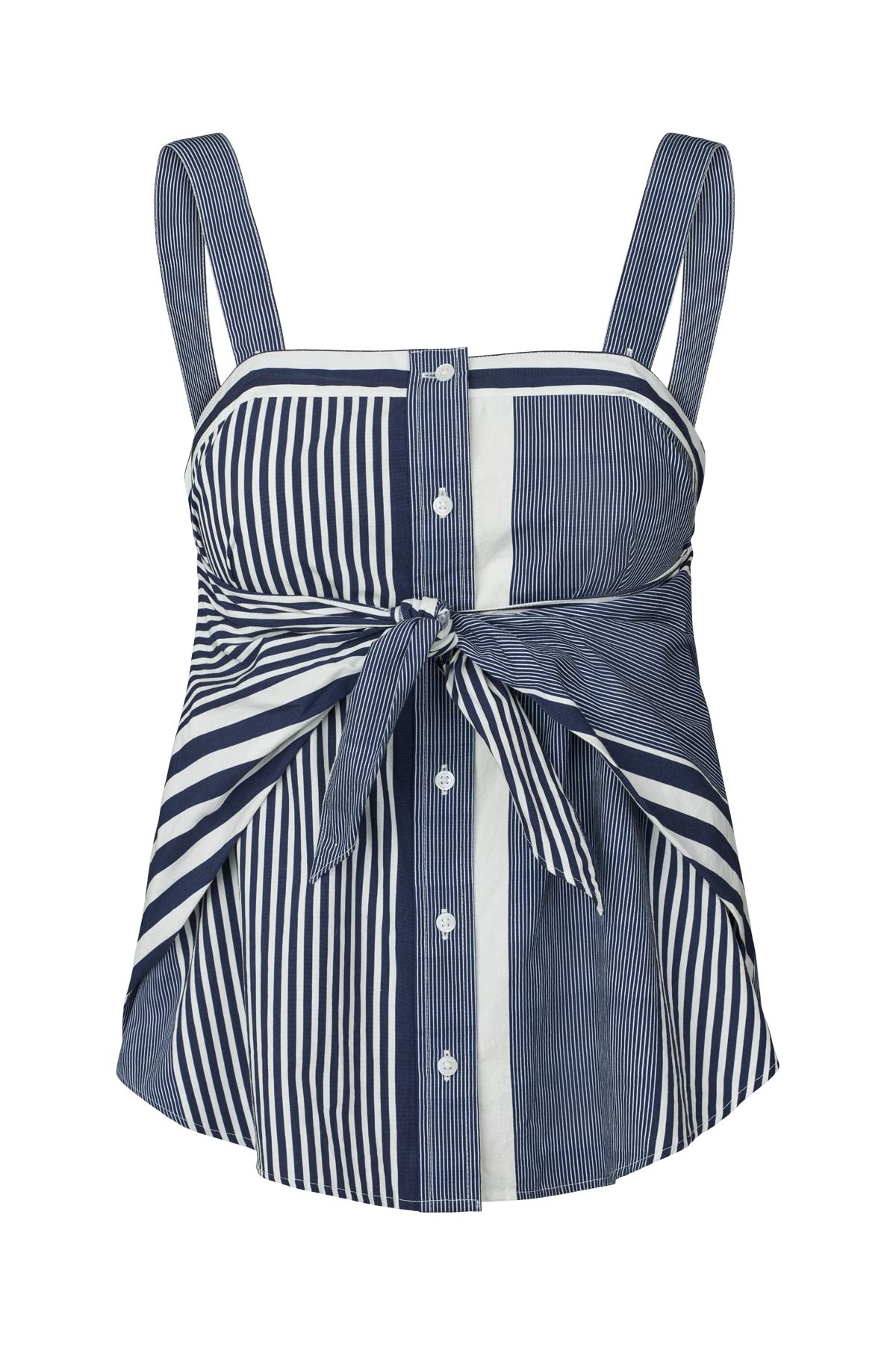 Bibs - Medley stripe tie front top I Navy stripe