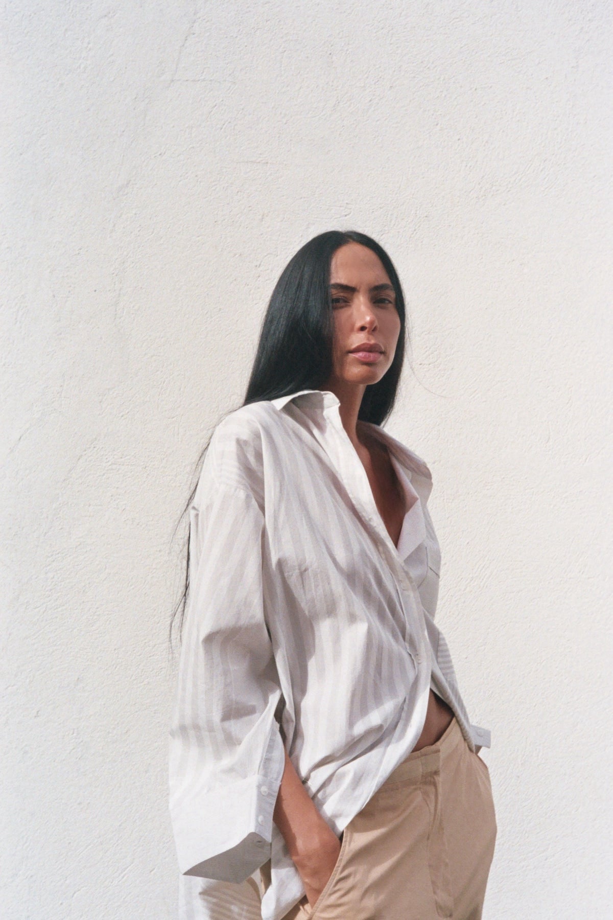 Bobbie - Medley stripe oversized shirt I Dirty chalk stripe