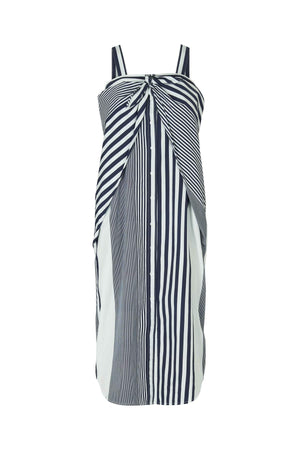 Bondie - Medley stripe tie front dress I Navy stripe