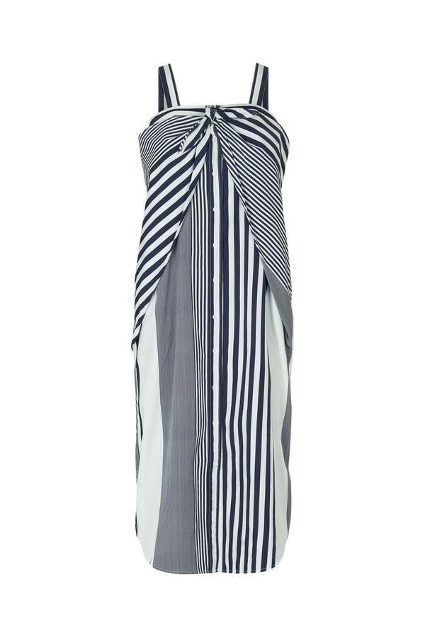 Bondie - Medley stripe tie front dress I Navy stripe