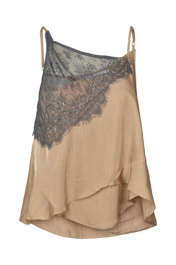 Blondie - Sheer lace camisole top I Tobacco combo