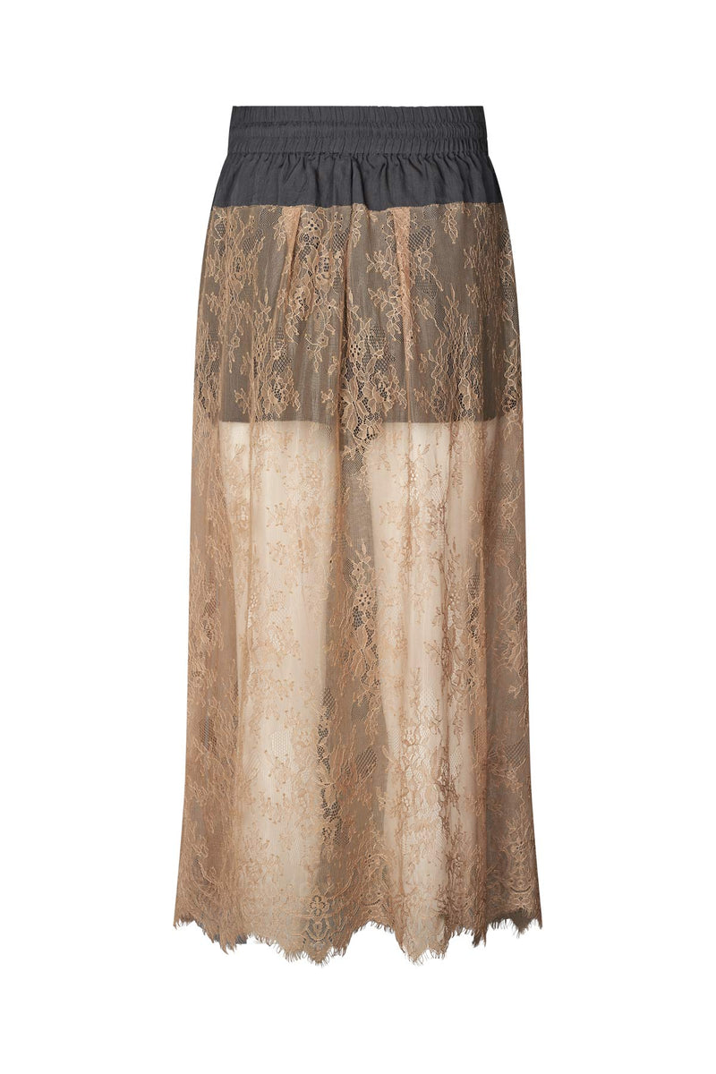 Blessing - Sheer lace skirt I Dark shadow combo