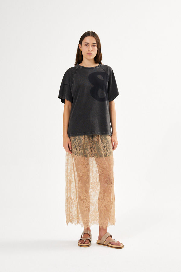 Blessing - Sheer lace skirt I Dark shadow combo