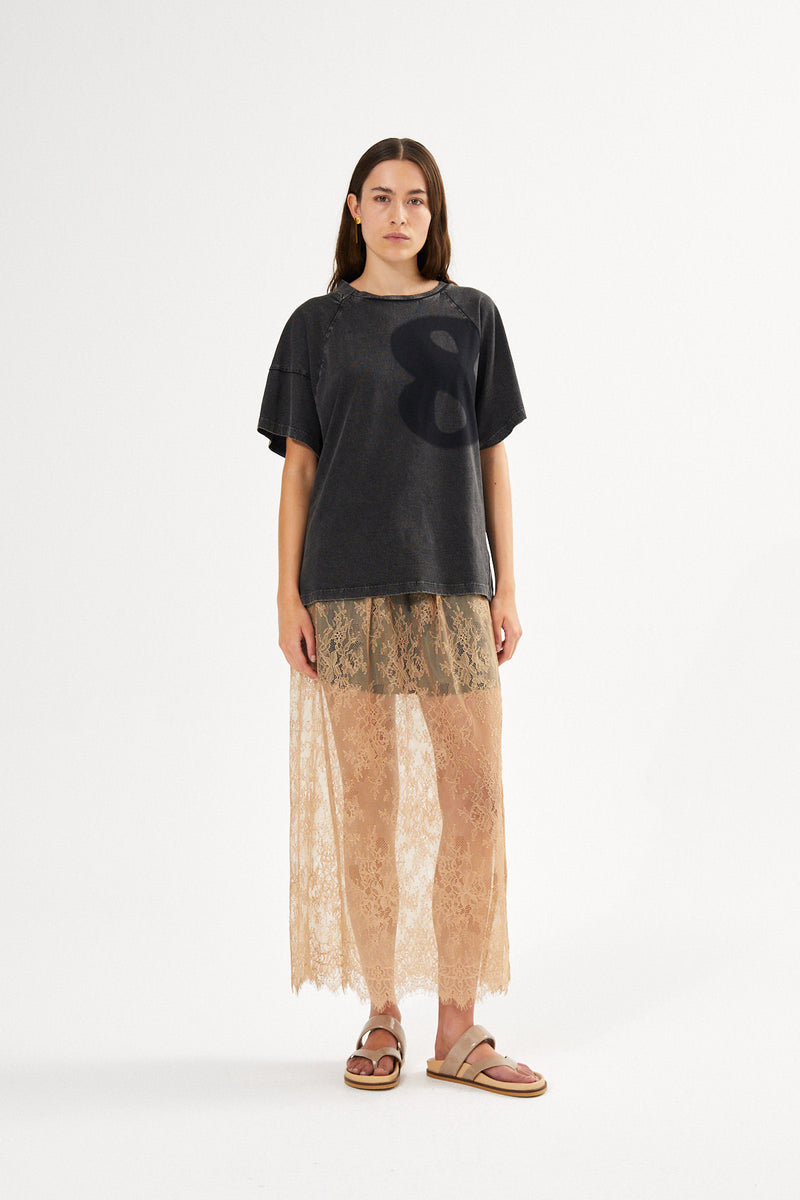 Blessing - Sheer lace skirt I Dark shadow combo