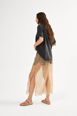 Blessing - Sheer lace skirt I Dark shadow combo