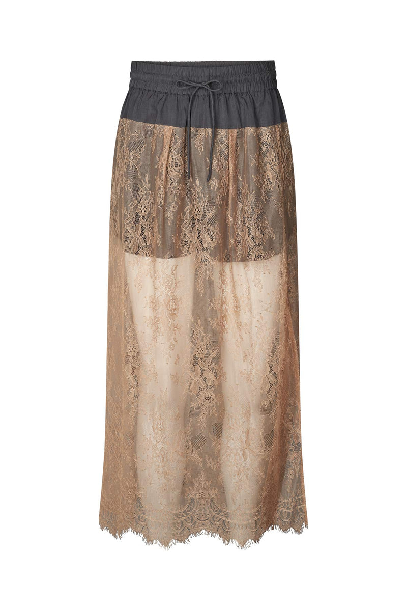 Blessing - Sheer lace skirt I Dark shadow combo