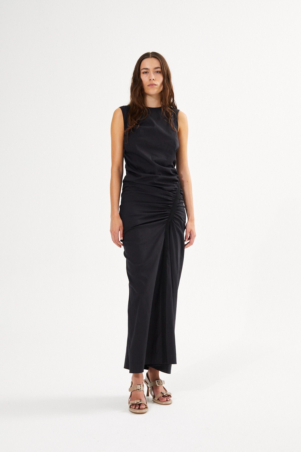 Bibber - Papery fitted long dress I Black