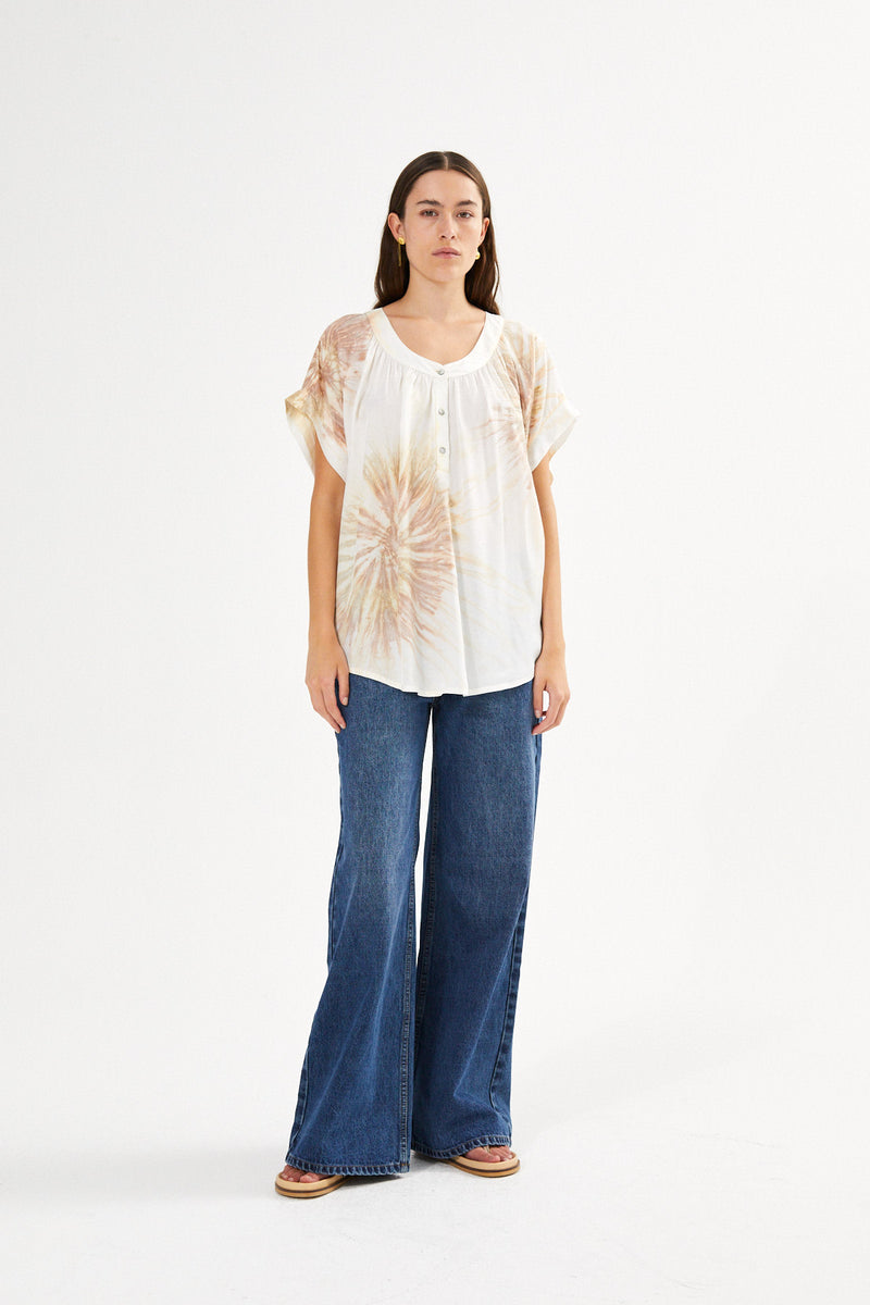 Jolin - Cartwheel blouse I Ocean combo