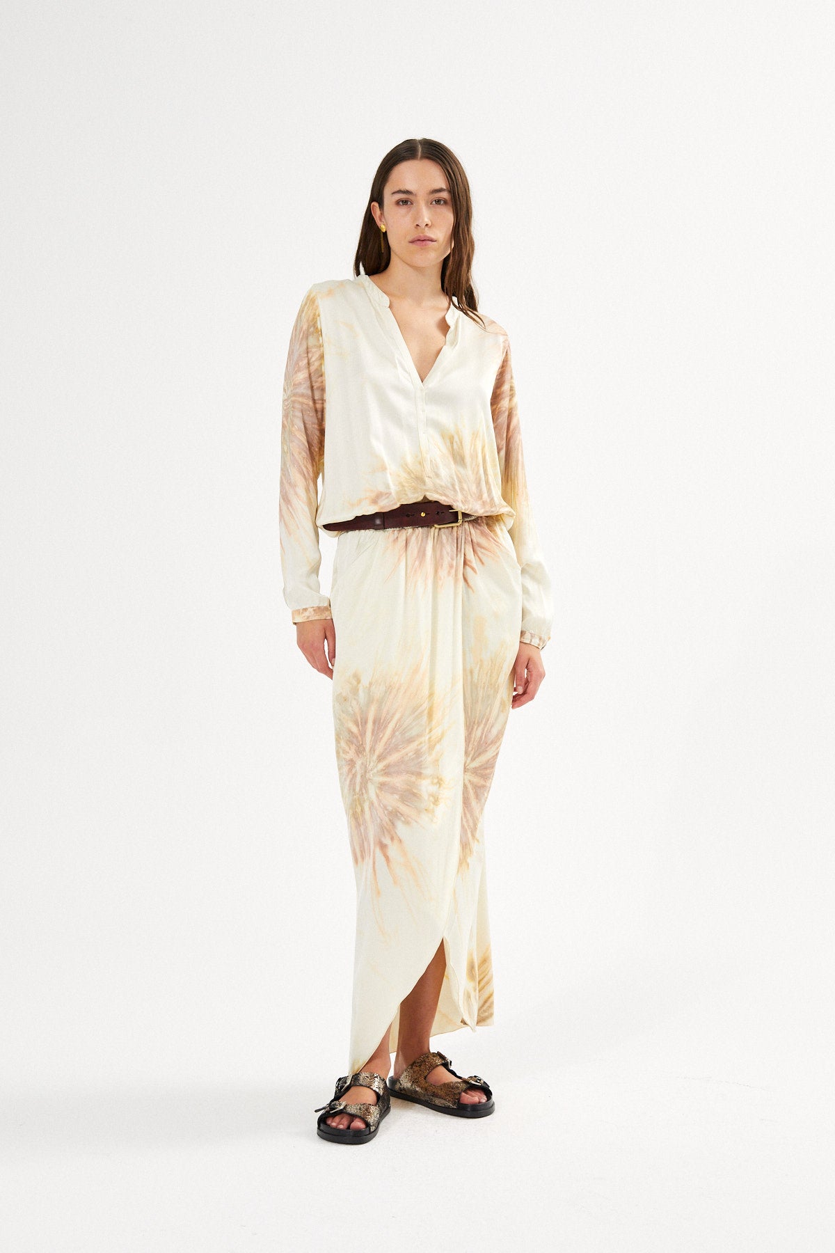 Vera - Cartwheel wrap over dress I Seashell combo