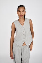 Favour - Drapy tailoring vest I Grey melange