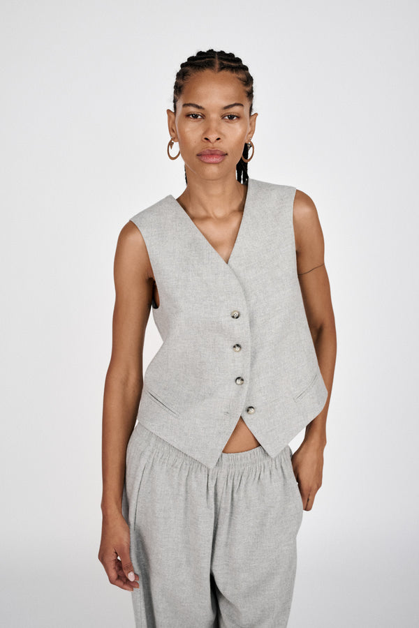 Favour - Drapy tailoring vest I Grey melange