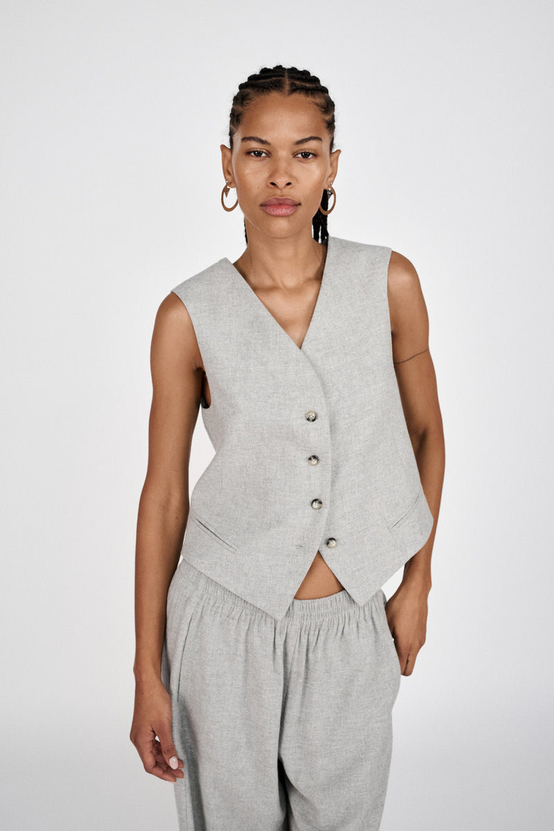 Favour - Drapy tailoring vest I Grey melange