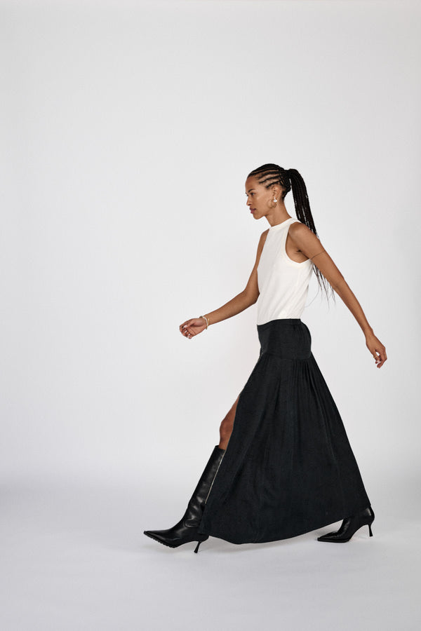 Gusta - Cluster jacquard zip skirt I Black