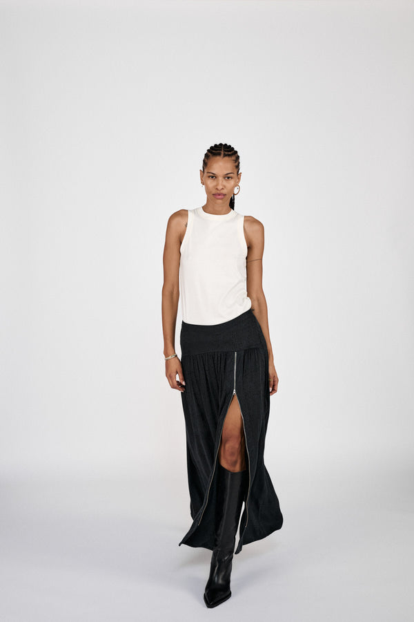Gusta - Cluster jacquard zip skirt I Black