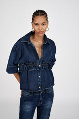 Paige - Denim shirt jacket I Dark washed indigo