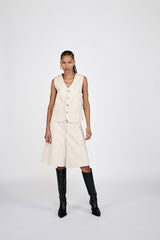 Raha - Denim ecru wide shorts I Ecru
