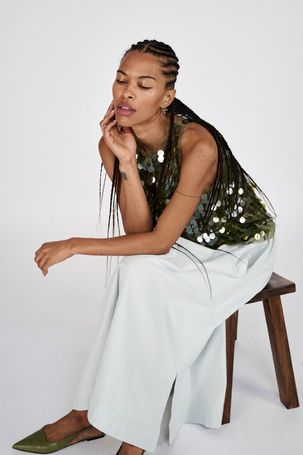 Lilos - Clover sequins tank top I Army Green