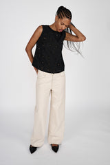Piper - Supersize anglaise tank top I White swan