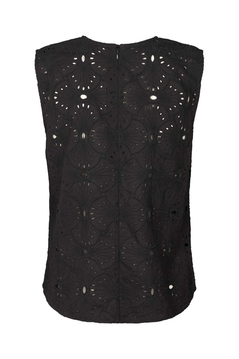 Piper - Supersize anglaise tank top I Caviar Black
