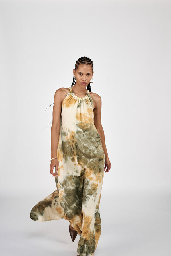 Hope - Abstract halter dress I Forest combo