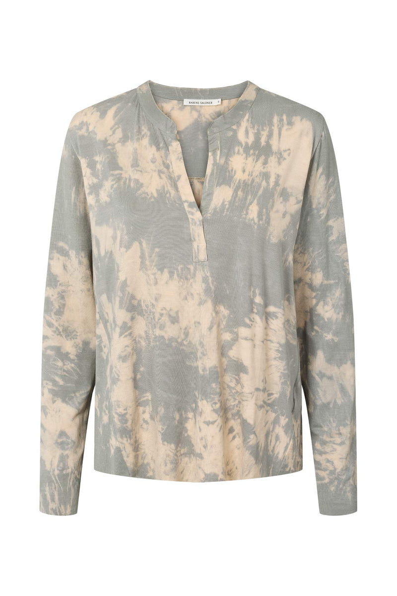 Matie - Misty placket long sleeve top I Aluminium combo